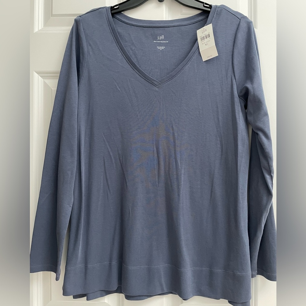 J. Jill Slate Blue V-Neck Long Sleeve Top